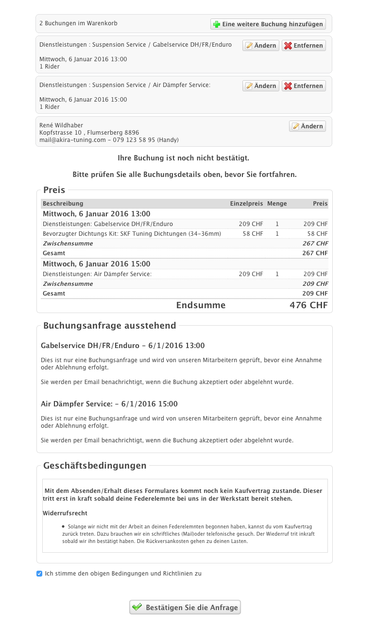 Anfrage kontrollieren & bestätigen